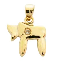 Gold Filled Chai Pendant with zirconium stud